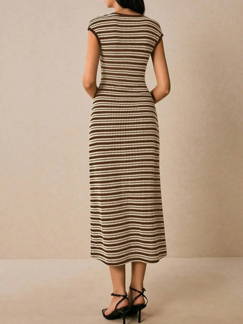 Balanced Detail Striped Midi Dress