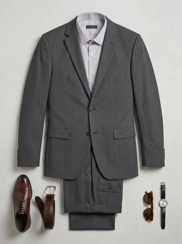 Men's Textured Suit Jacket and Shirt Set