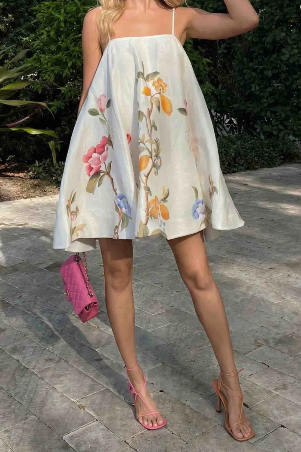 Distinctive Printed Sling Mini Dress