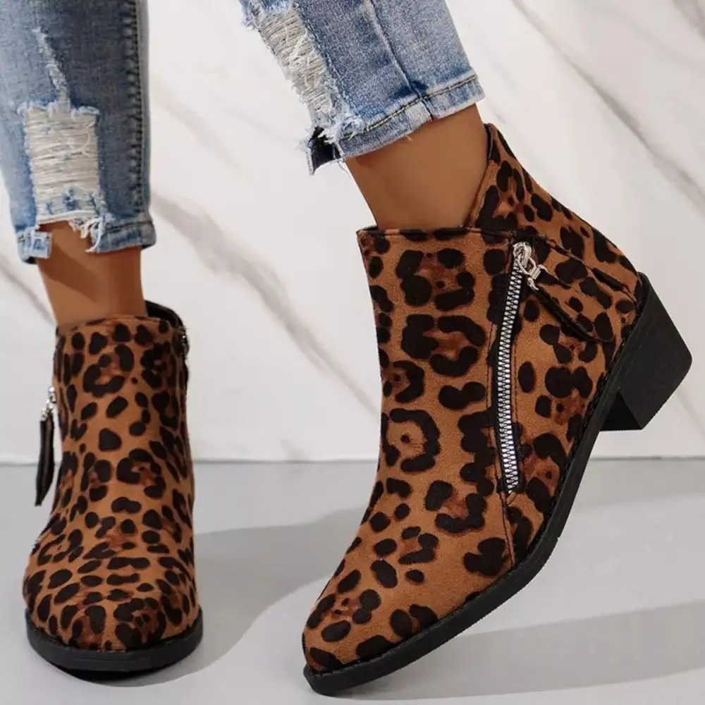 Point Toe Block Heels Boots
