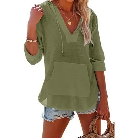 Women's Hooded Beach Cover Up Top