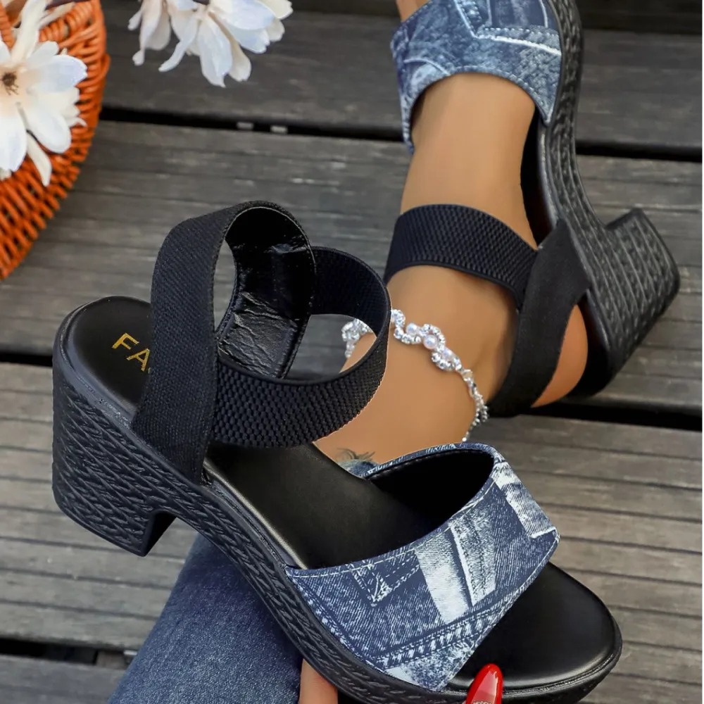 Refined Open Toe Block Heel Sandals