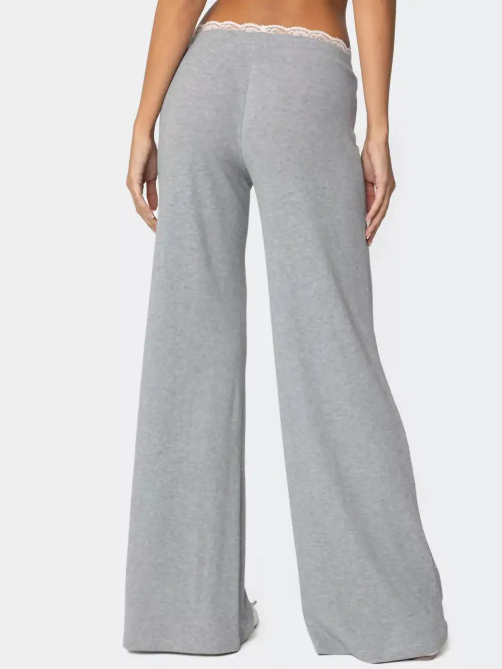 Lace Trim Wide Leg Pants
