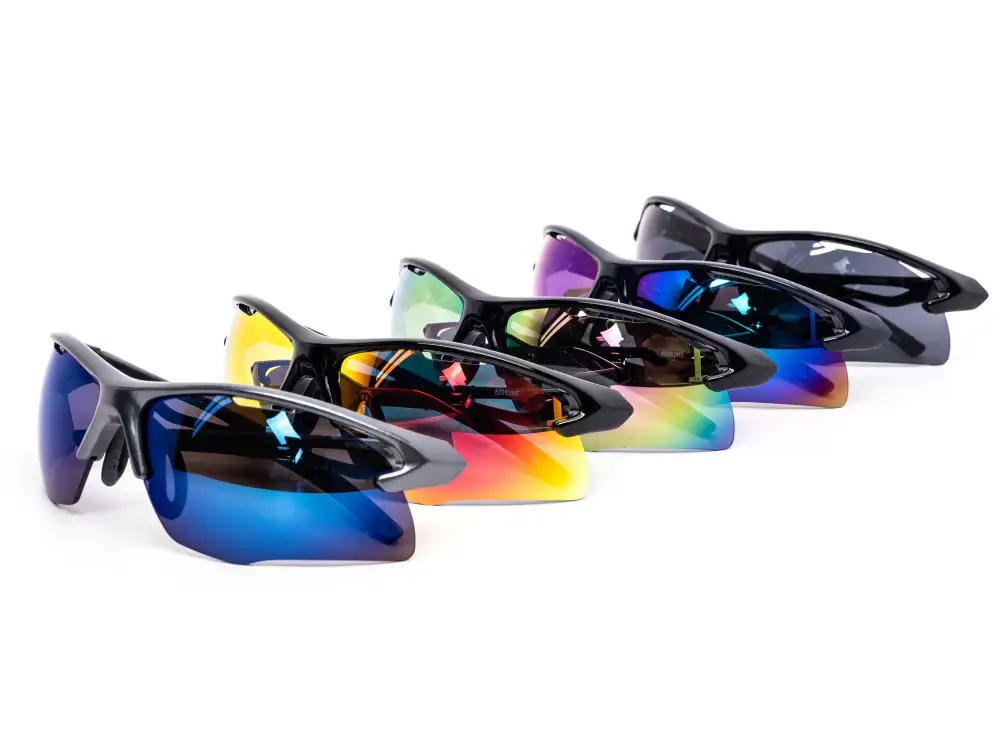 12-Pack Sport Wraparound Burnt Mirror Sunglasses