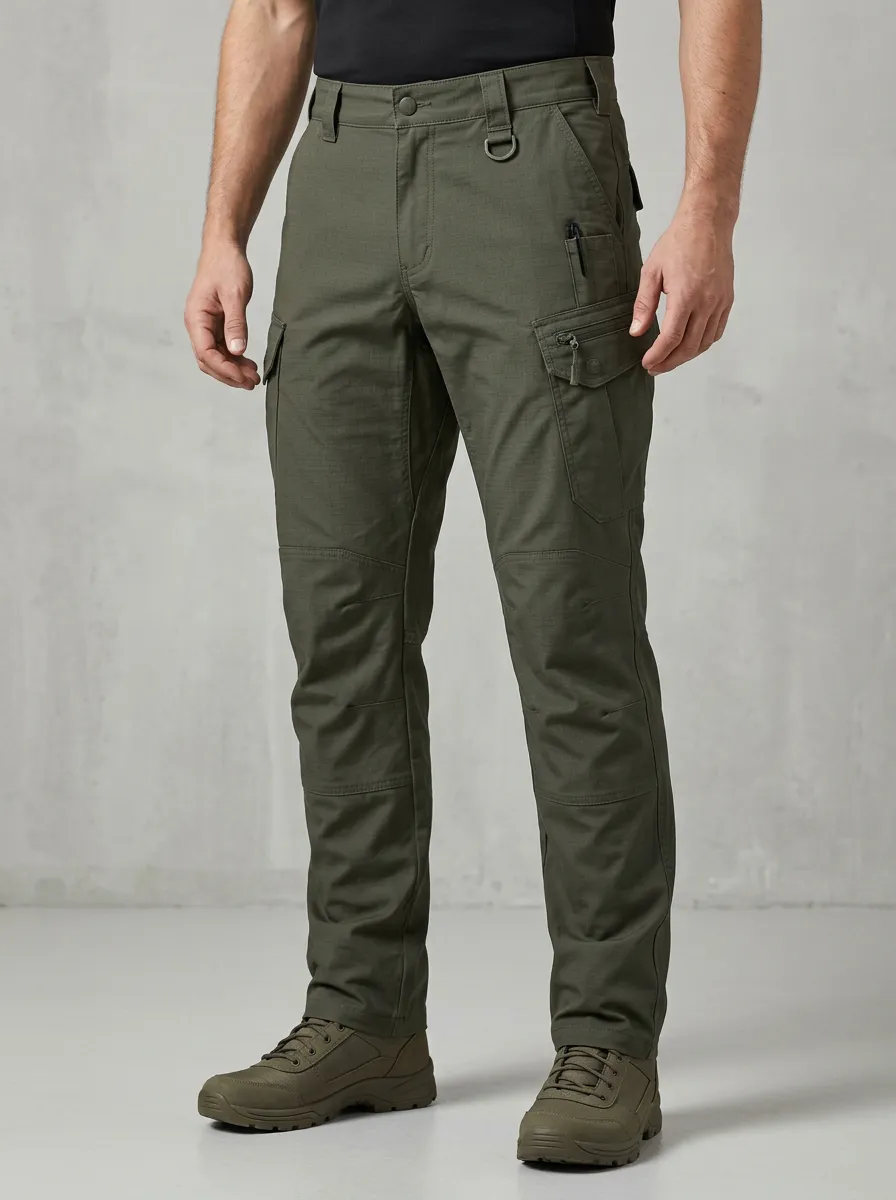 Men's Outdoor Tactical Olive Green Multi-Pocket Cargo Pants