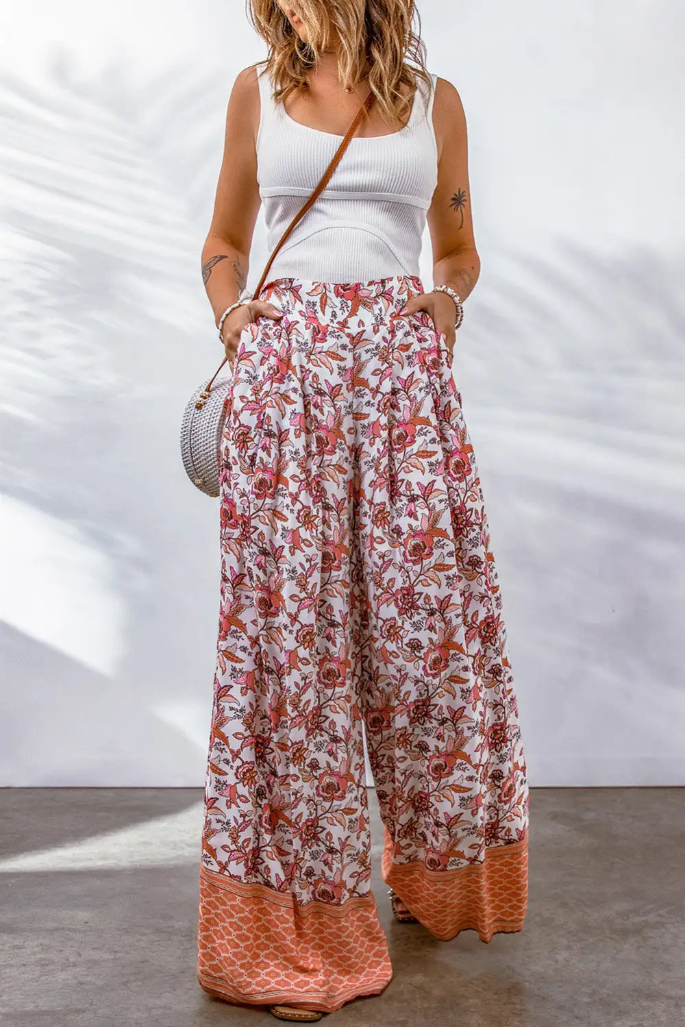 Pleated Straight Leg Pants