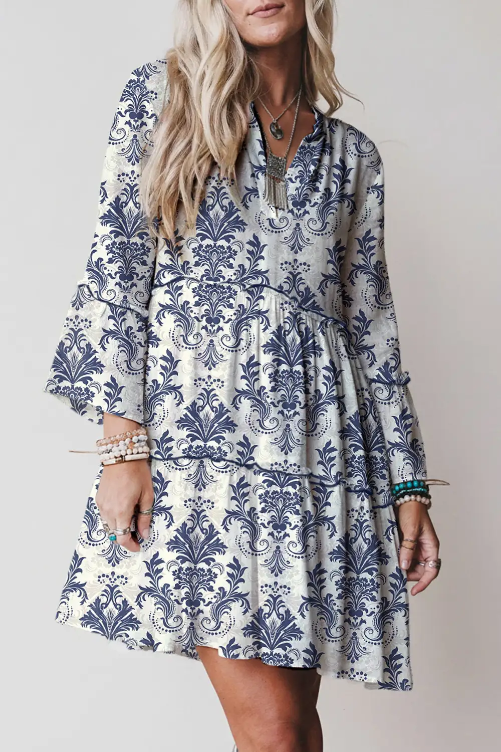 Balanced Detail Floral Printed Mini Dress