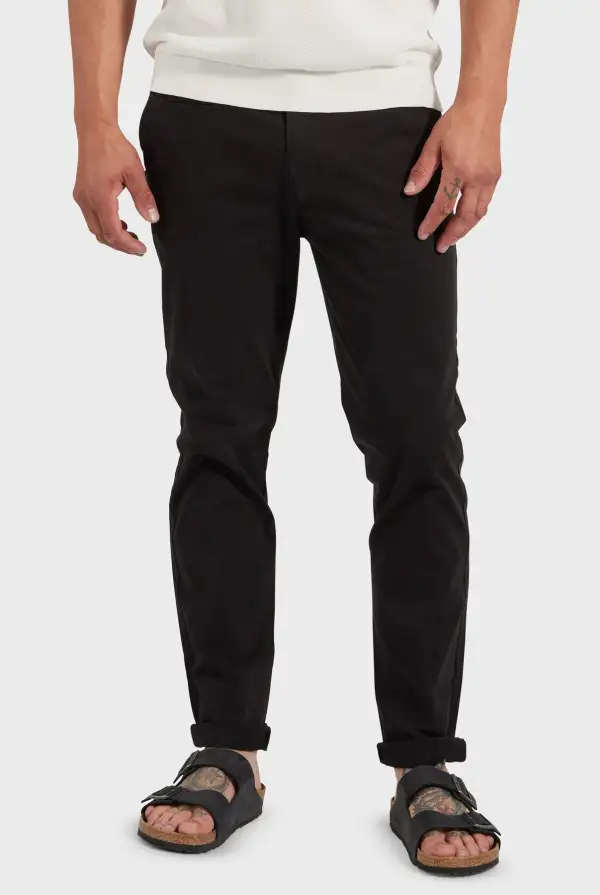 Cotton Blend Slim Leg Trousers
