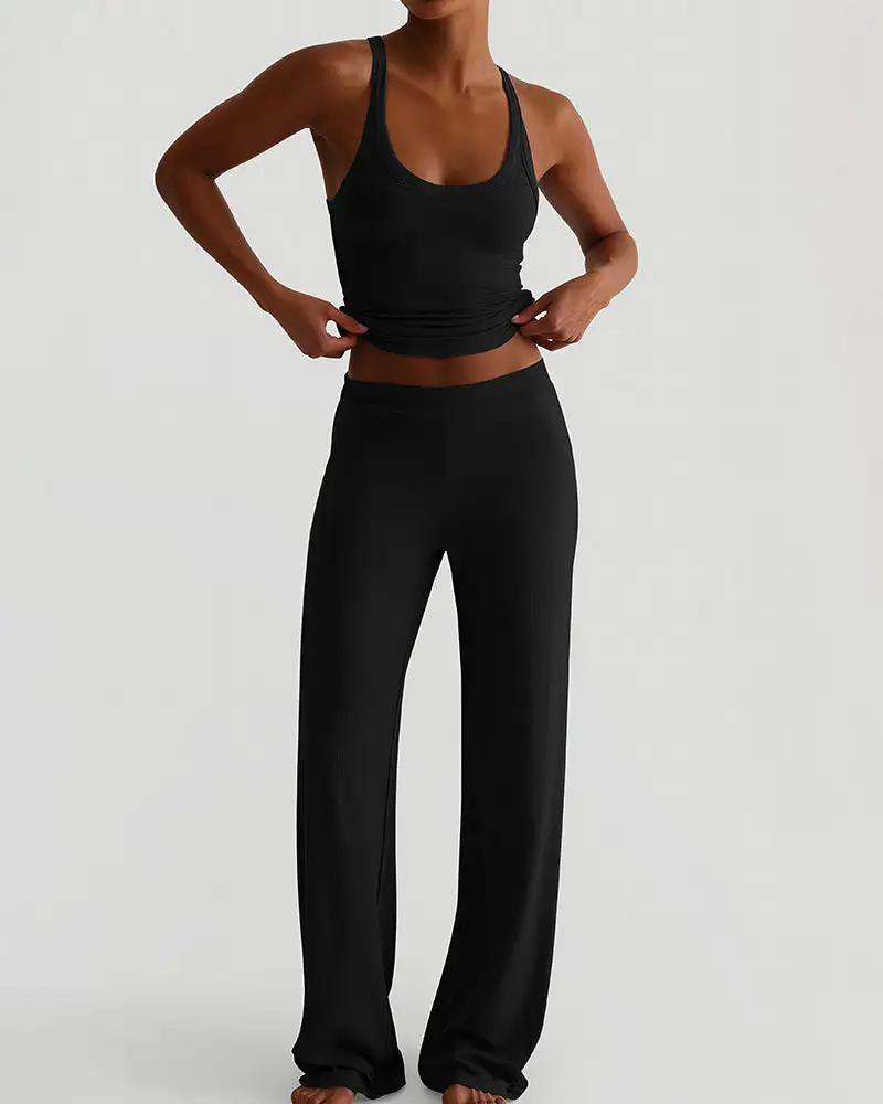 Racerback Tank and Wide-Leg Pants Lounge Set