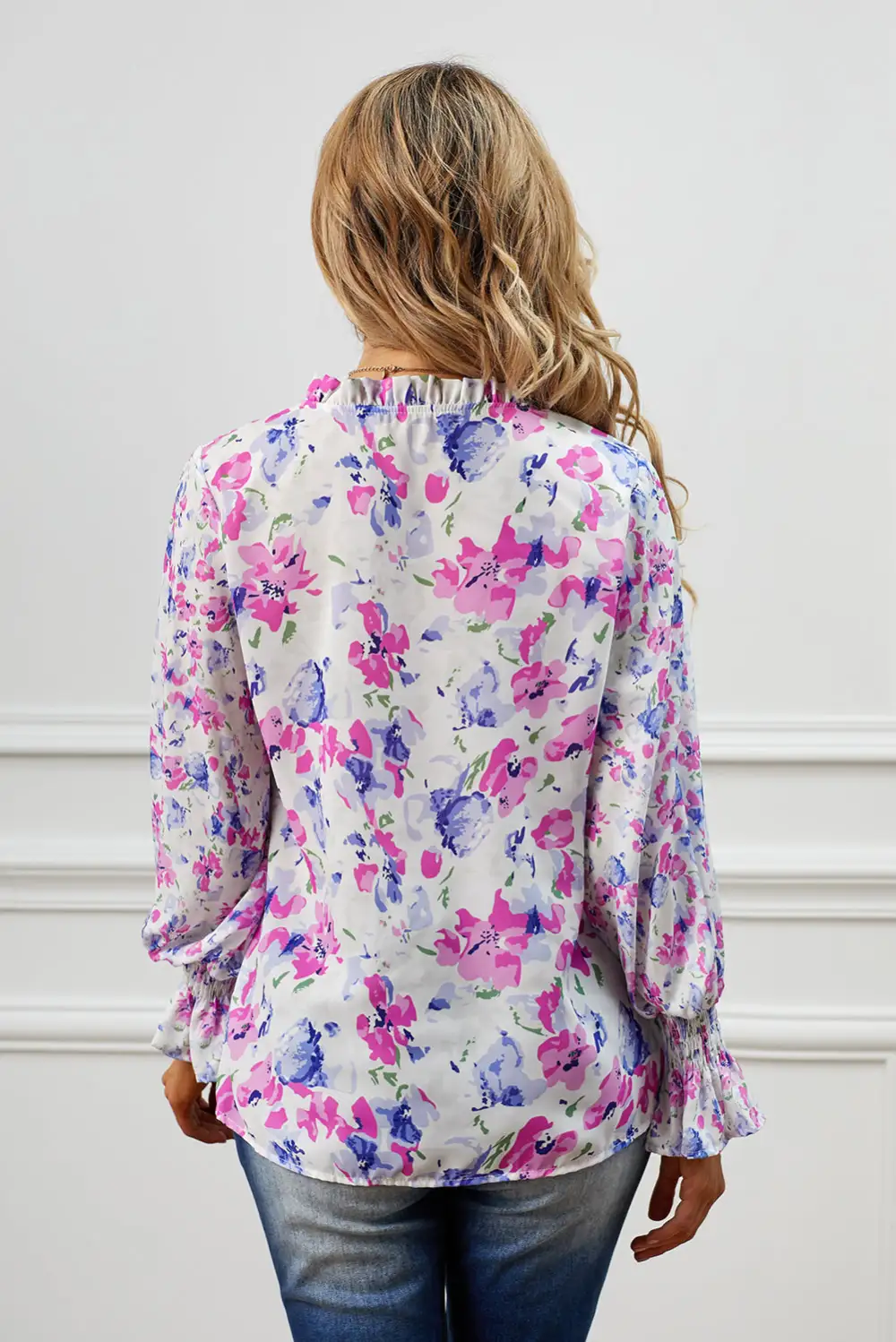 Rose Cakewalk Floral Smocked Blouse