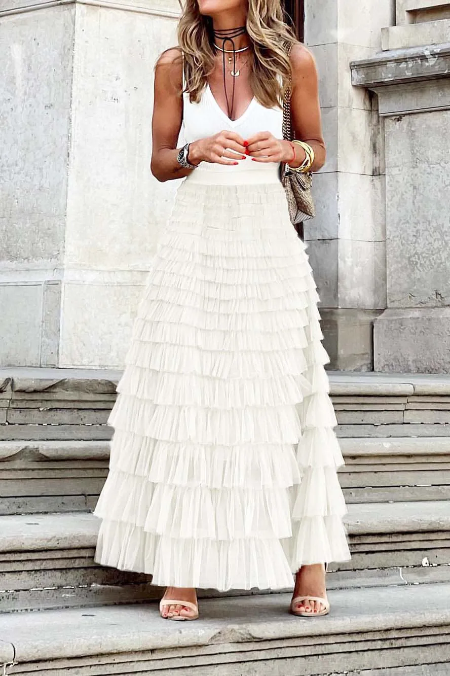 Layered Mesh Boho Skirt