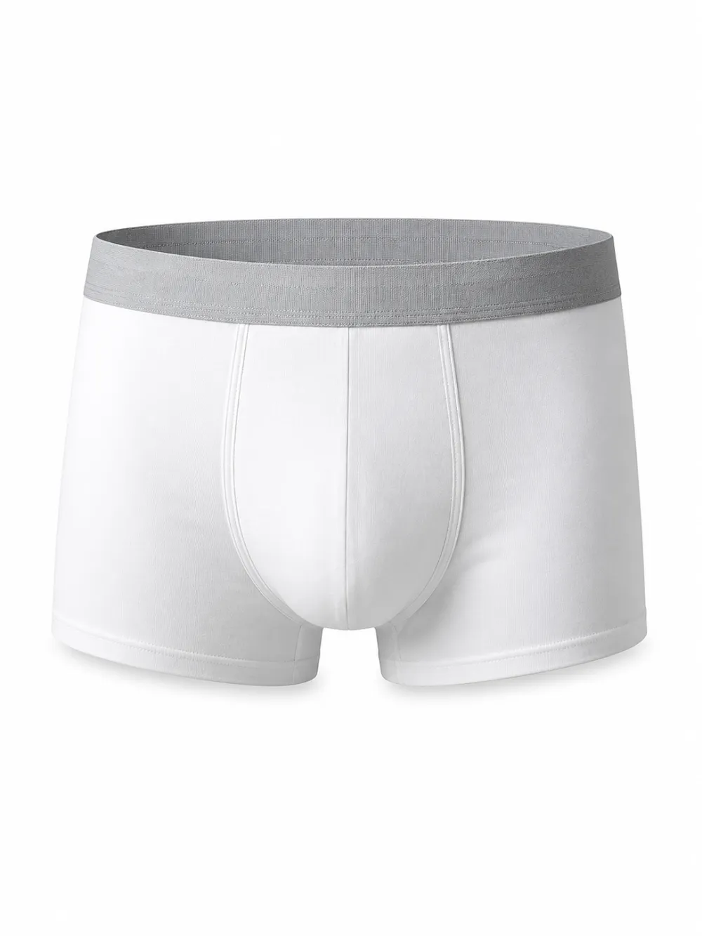 Men's Minimalist White Grey Waistband Printed Boxer Briefs