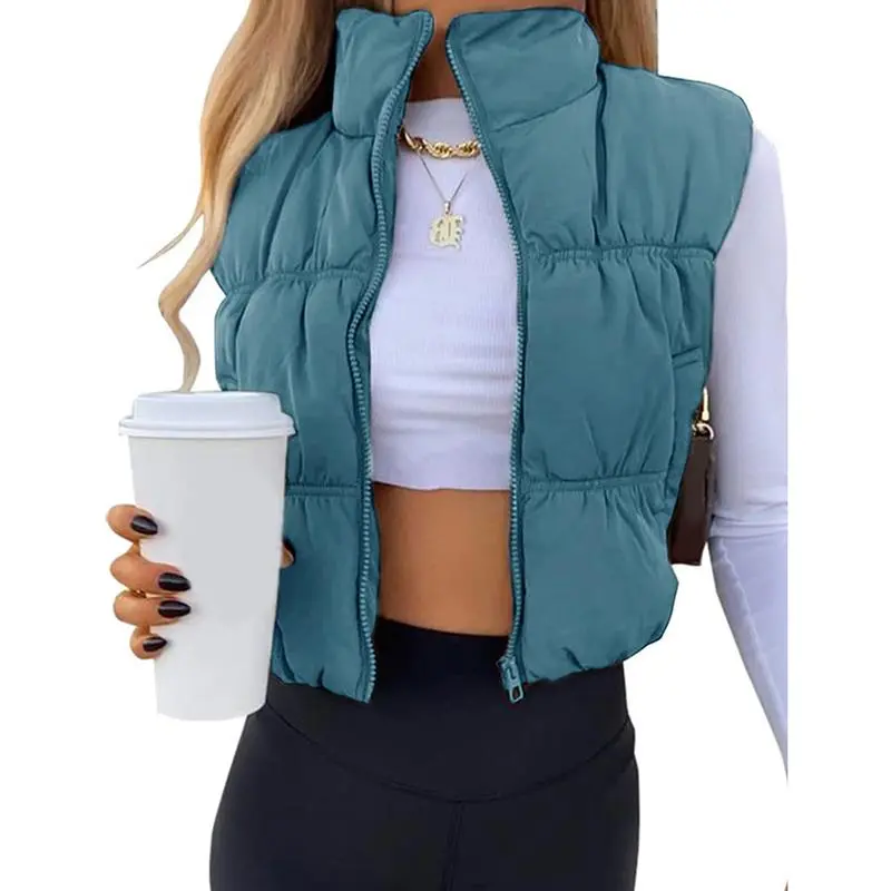 ⭐ Women’s Sleeveless Puffer Vest – Trendy, Cozy & Perfect for Layering  Zip-Up | Stand Collar | Cropped Fit | Lightweight Warmth