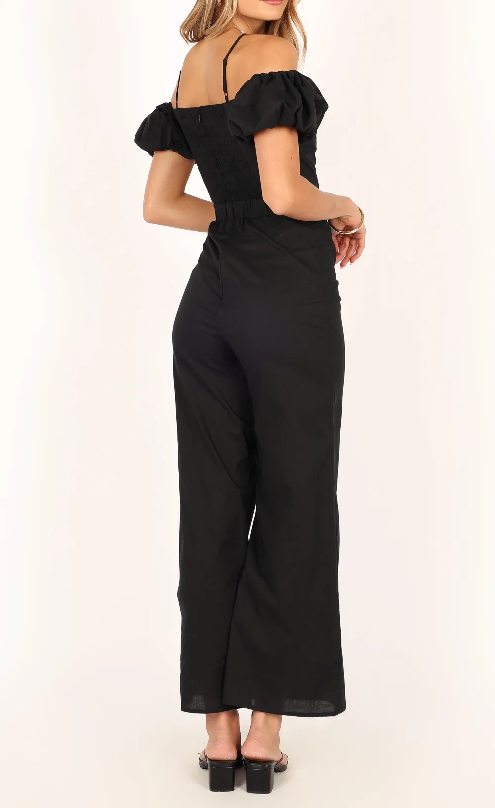Classic Off-Shoulder Short-Sleeve Jumpsuit
