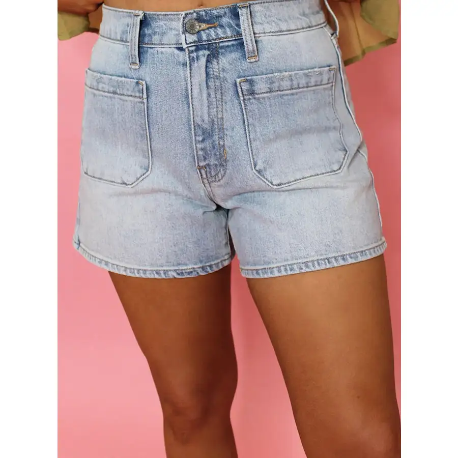 Wash High Rise Denim Shorts