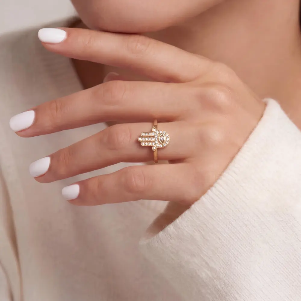 Hamsa Evil Eye Ring
