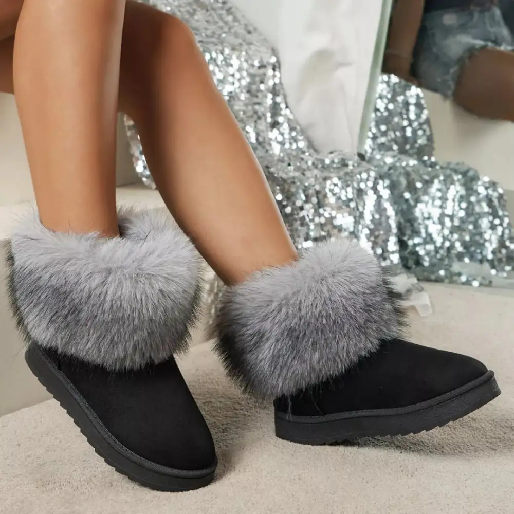 Fuzzy Trim Ankle Boots