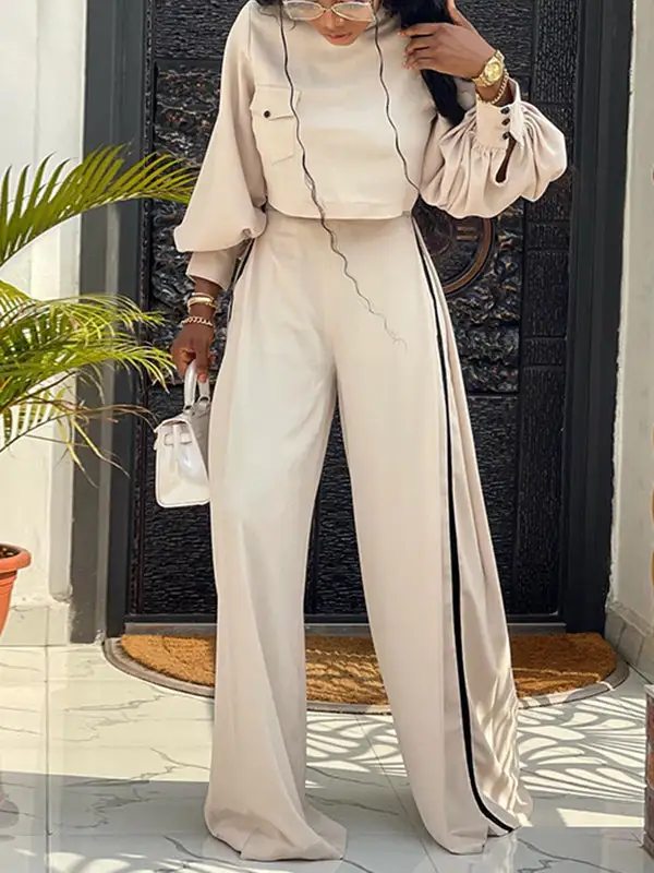 Long Sleeve Tee Wide Leg Set