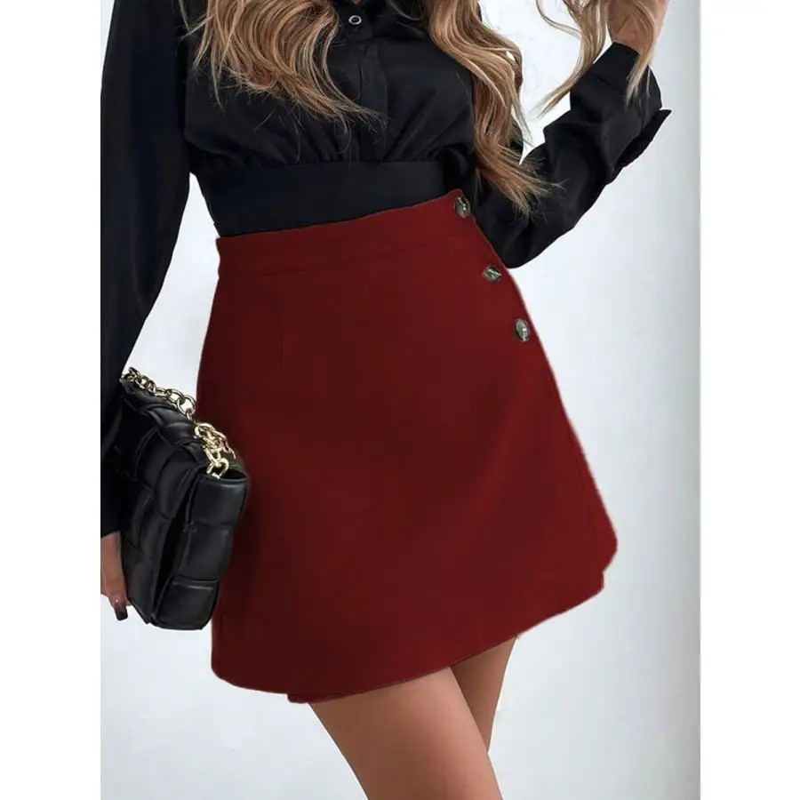 Buttoned Mini Skirt