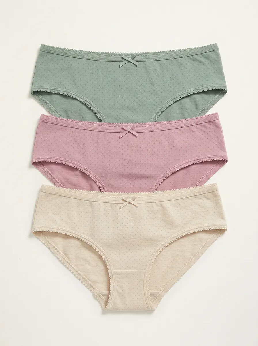 Polka-Dot Bow-Detail Women's Three-Piece Panty Set