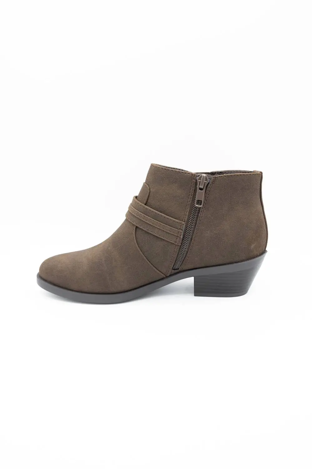 Classic Suede Zip Entry Round Toe Ankle Bootie