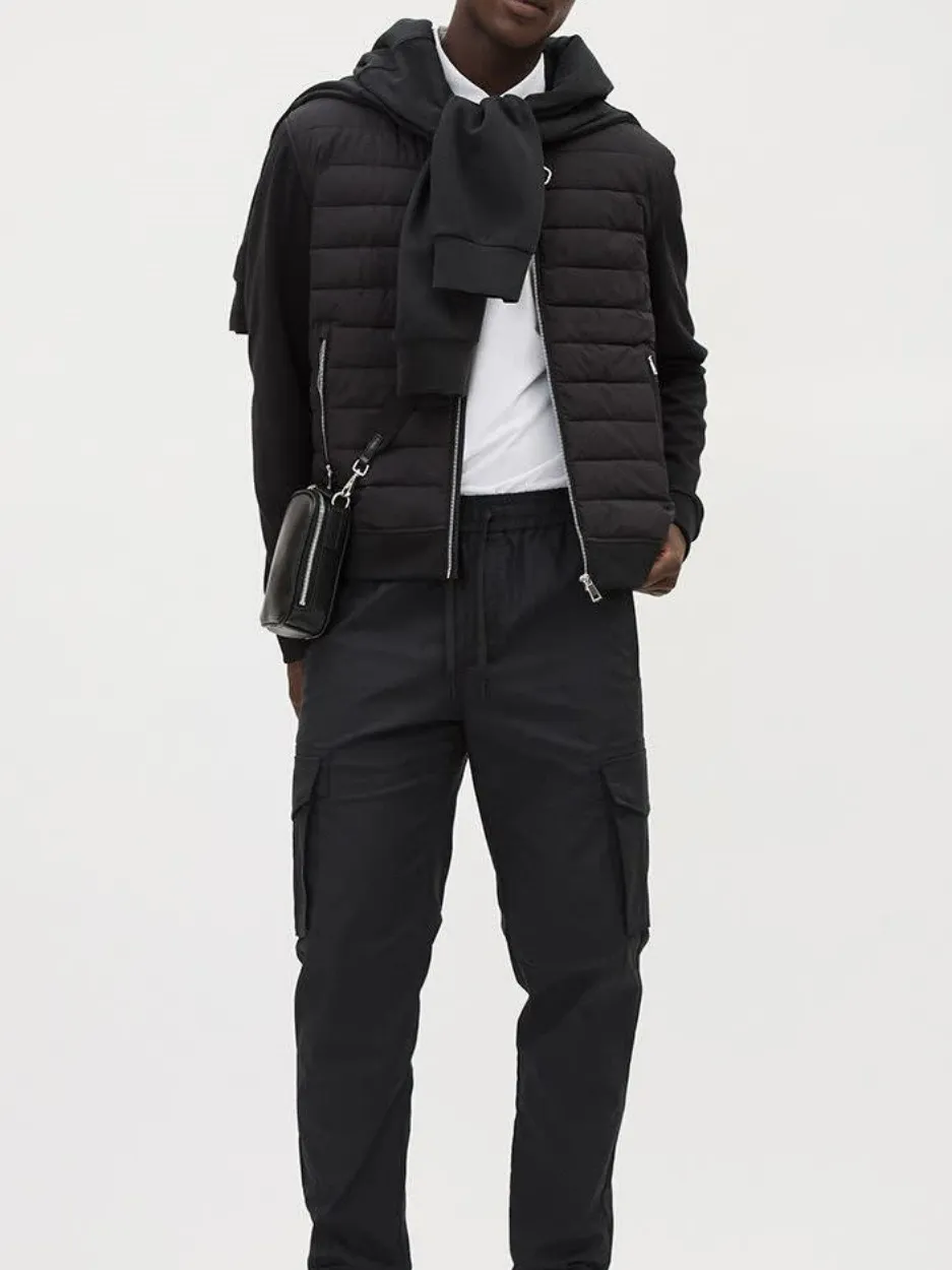 Black Long-Sleeve Mock-Neck Quilted Jacket