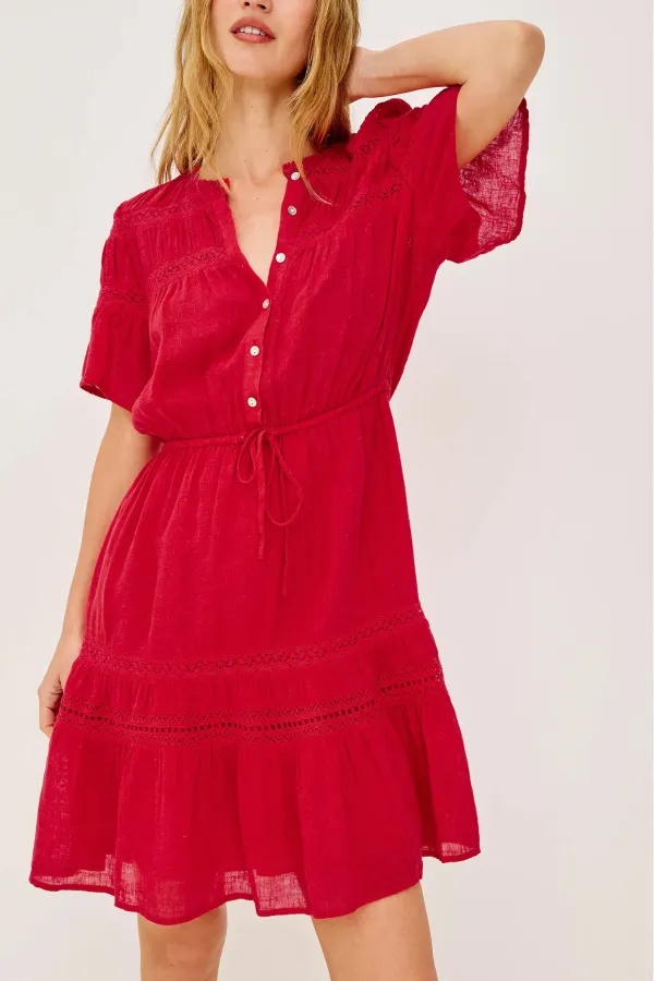 Linen Lace Mini Dress