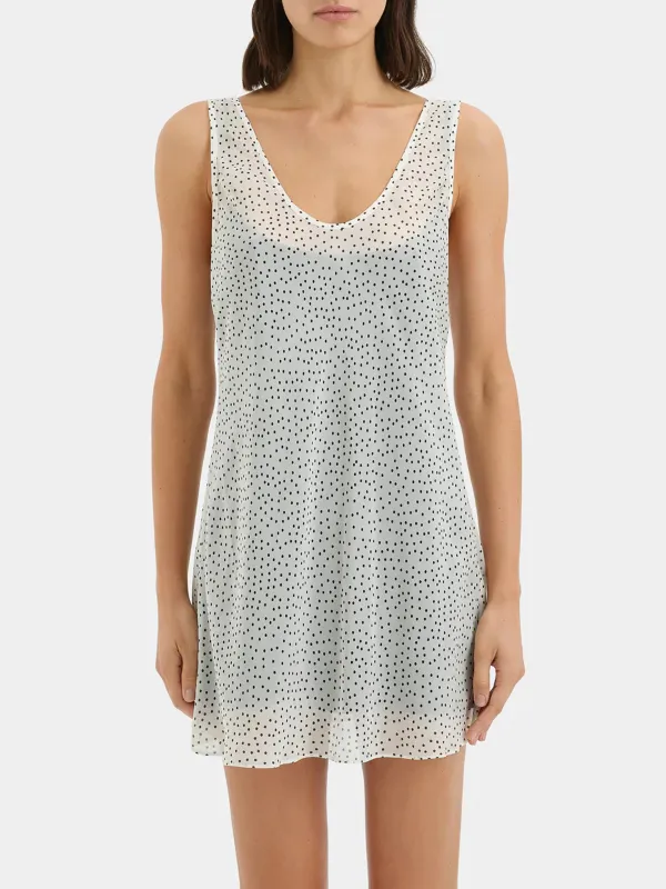 Casual Style V-neck Polka Dot Mini Dress