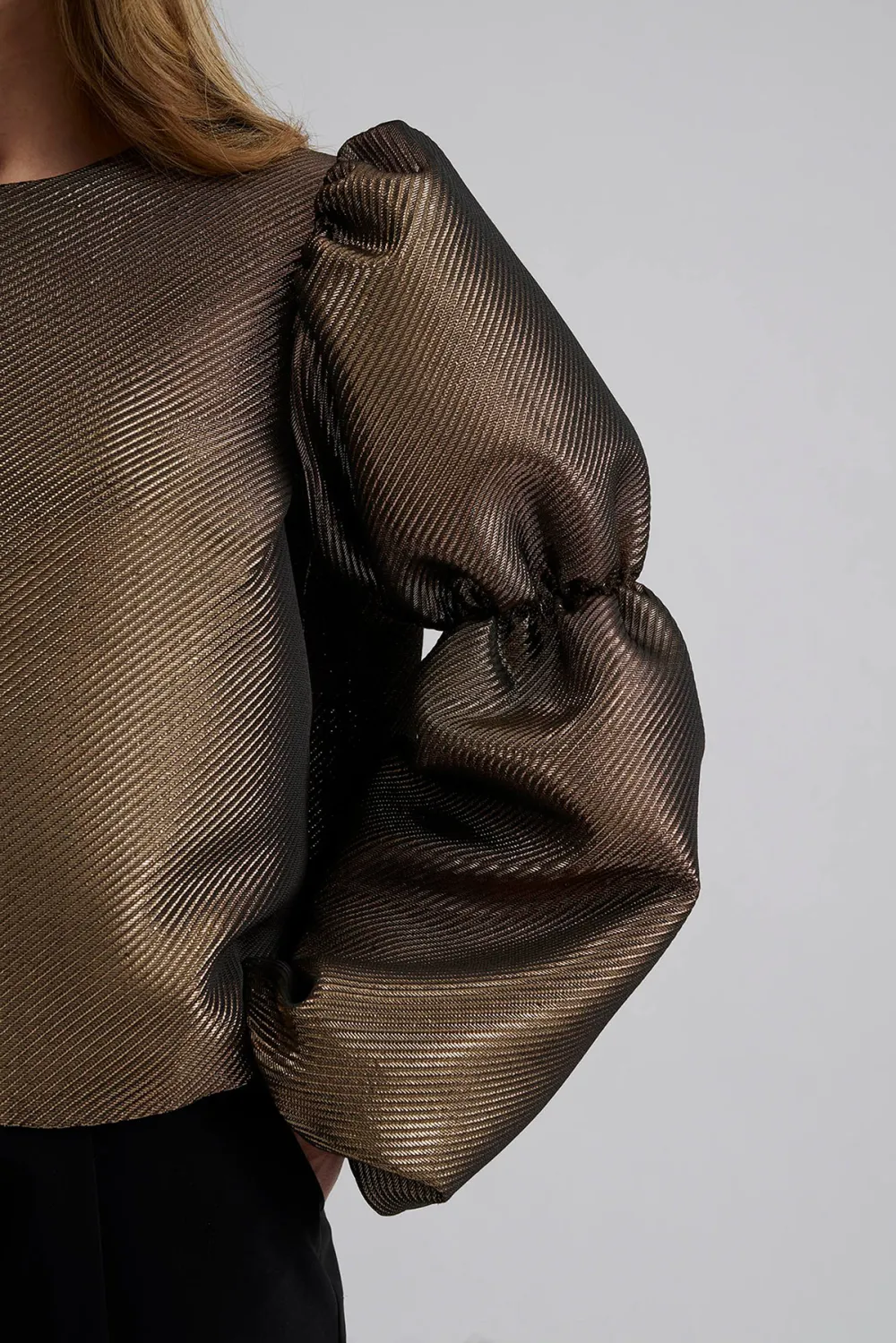 Puff Sleeve Keyhole Neck Blouse