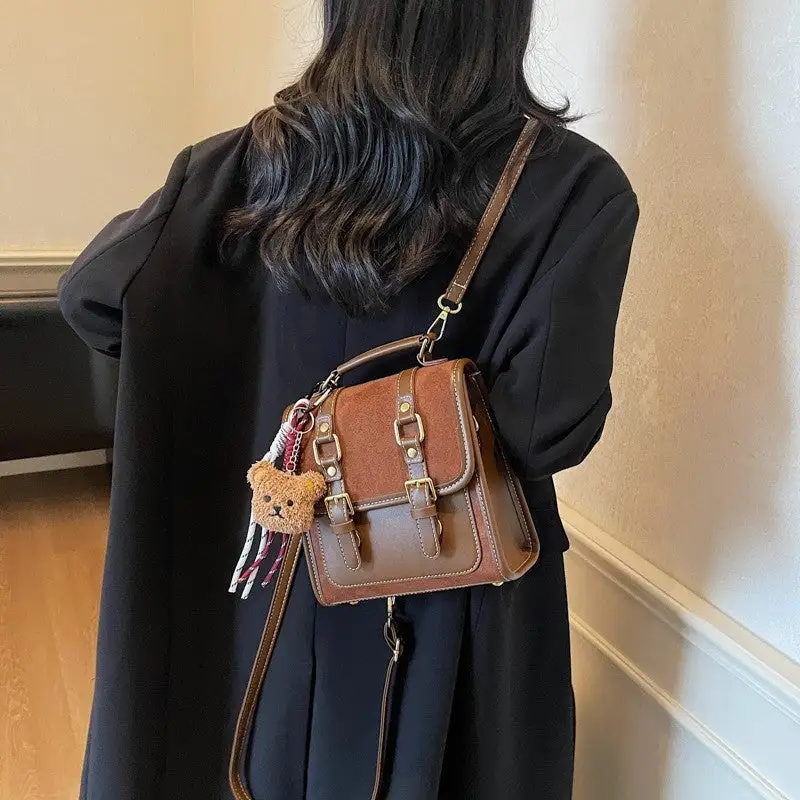 Structured Retro Handbag with Pendant