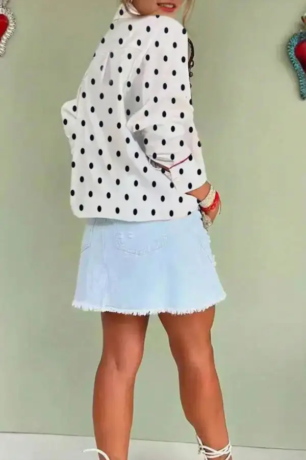 Polka Dot Contrast Blouse