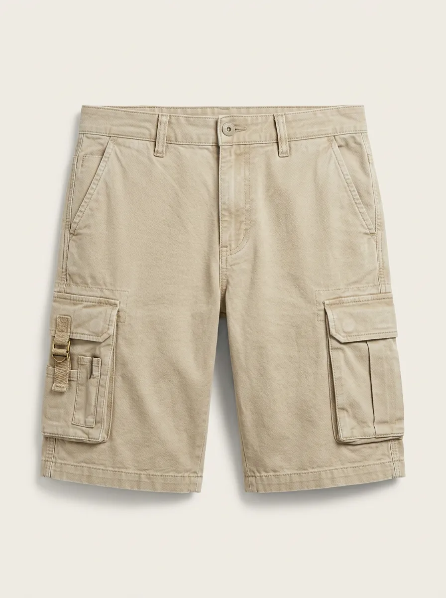Men's Casual Outdoor Khaki Multi-Pocket Cargo Shorts