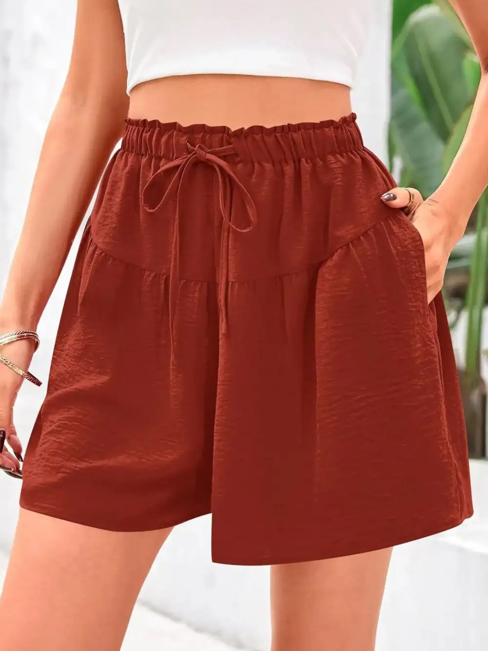 Casual Drawstring High-Waist Relaxed Shorts