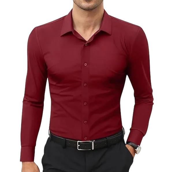 Men's quick-drying, breathable, wrinkle-resistant, slim-fit, super stretch shirt
