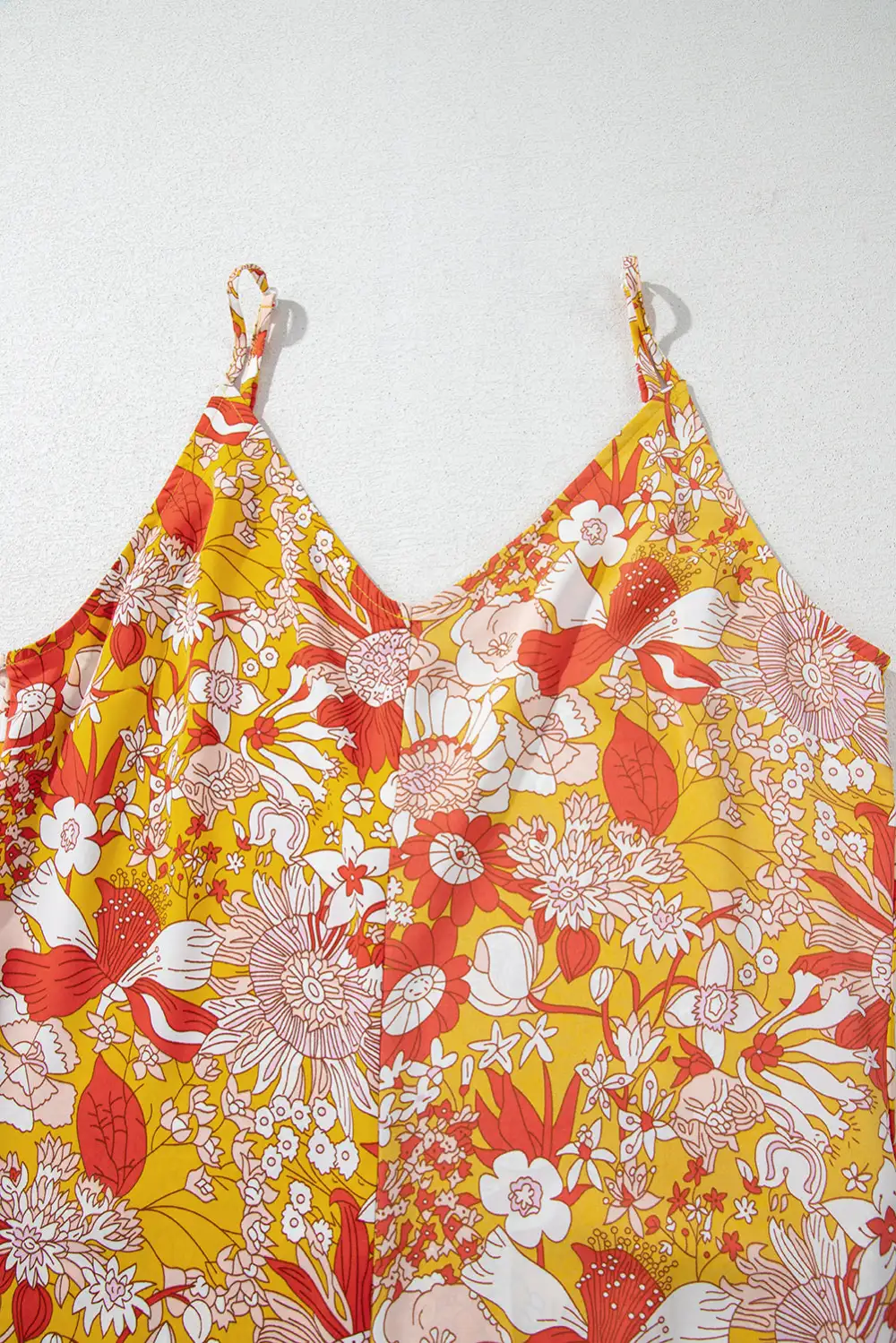 Floral V Neck Wide Leg Sleeveless Jumpsuit