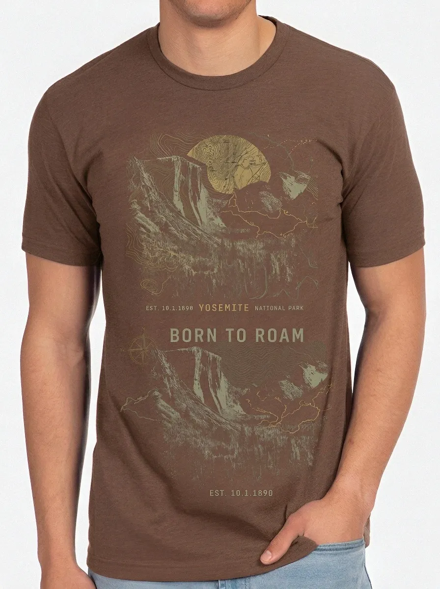 Men's Yosemite National Park Born To Roam Mountain Printed T-shirt