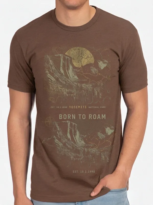 Men's Yosemite National Park Born To Roam Mountain Printed T-shirt