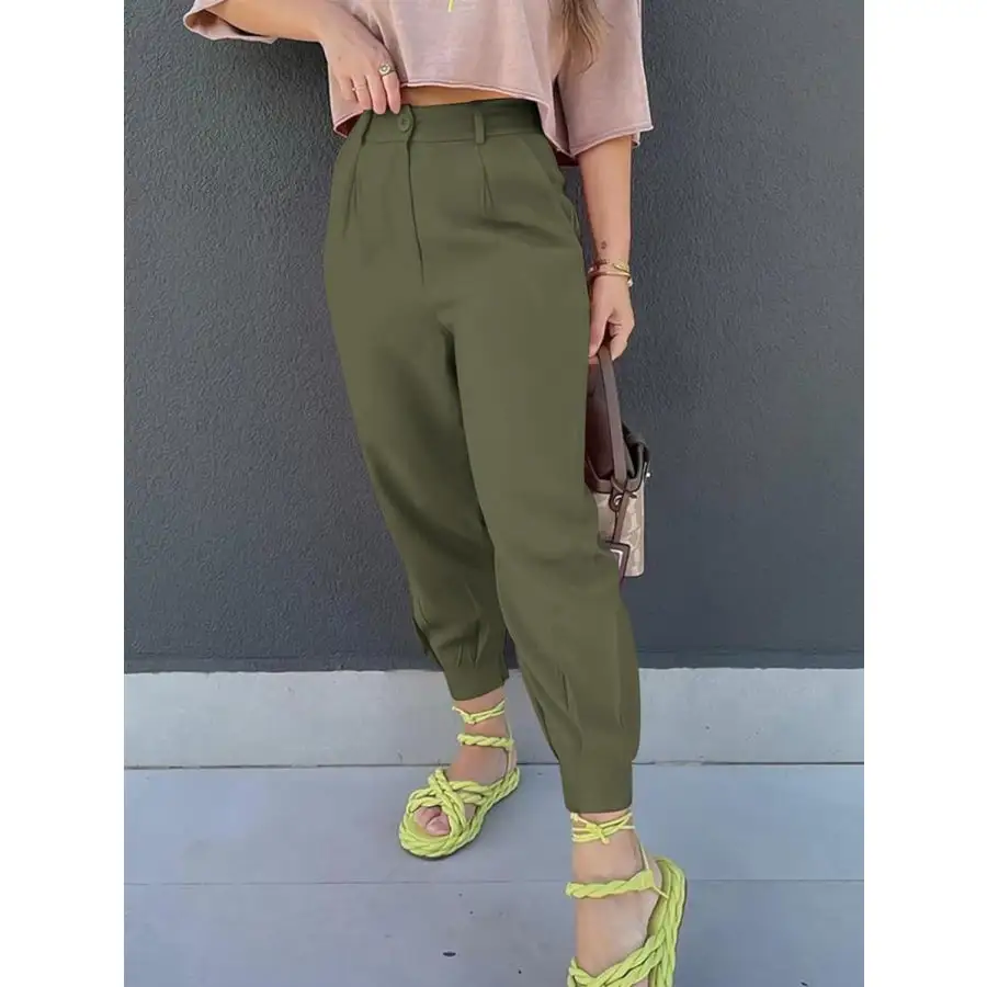 Classic High Waist Cropped Pants
