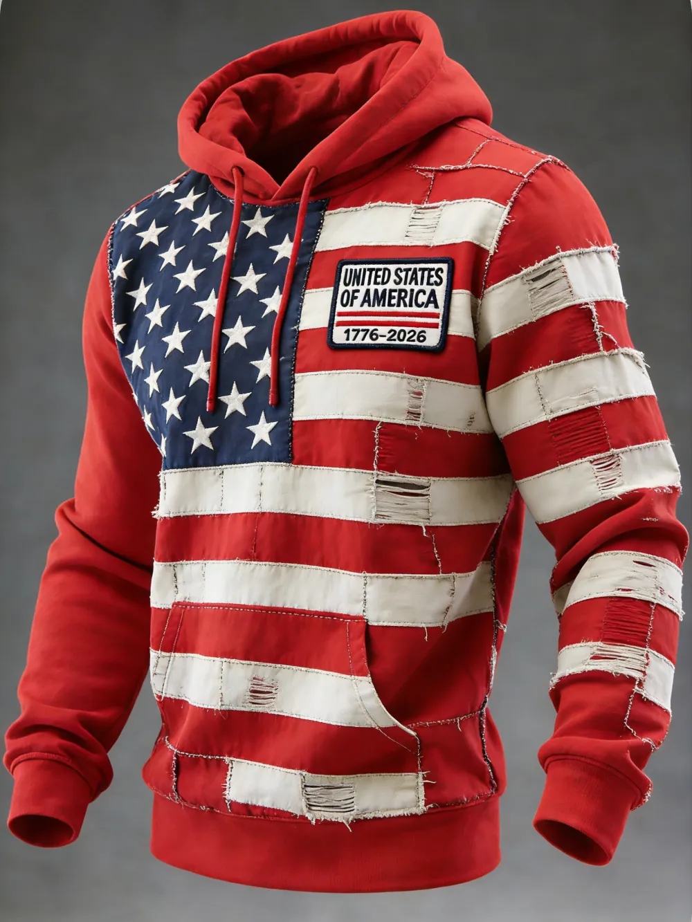 USA 250Th Anniversary ✦ Final Clearance Sale UNITED STATES OF AMERICA Flag Pattern Patchwork Hooded Sweatshirt