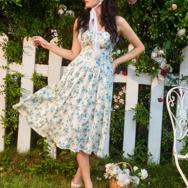 Women's Floral Corset Midi Sundress💞