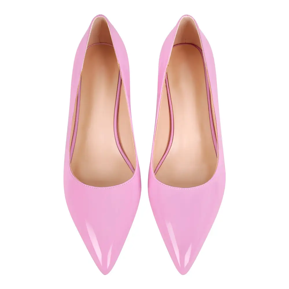 Polished Pointed Toe Chunky Heel Pumps