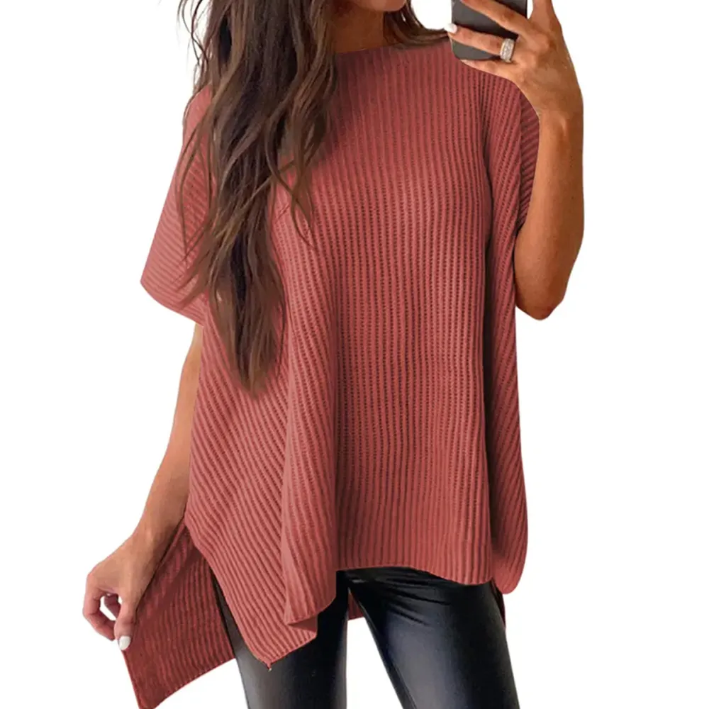 🔥Hot Sale💥 - Women's Round Neck Batwing Short Sleeve Loose Knit Top