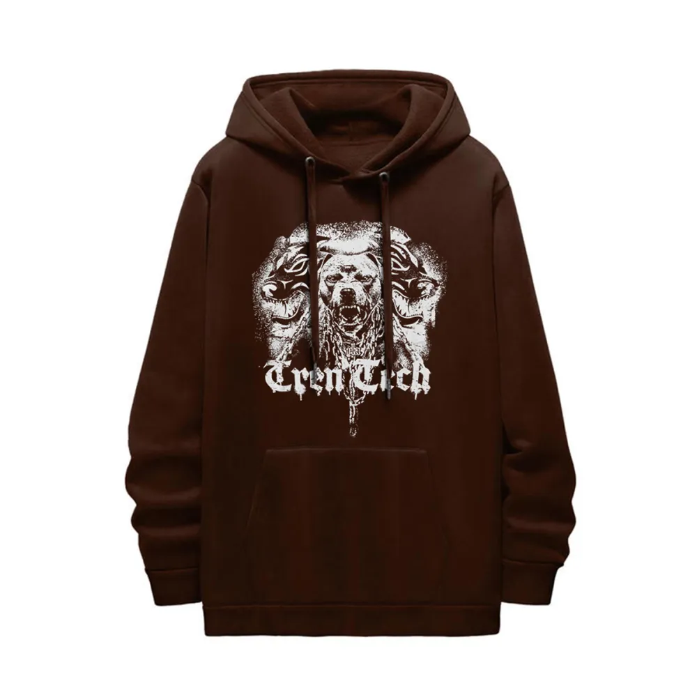 Fierce Bulldog Print Hooded Sweatshirt