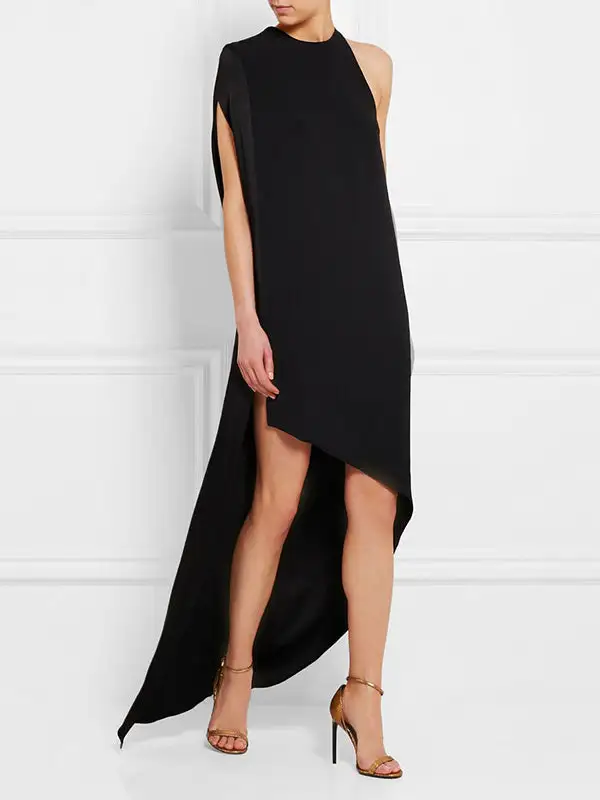 High Asymmetric Neck Maxi Dress
