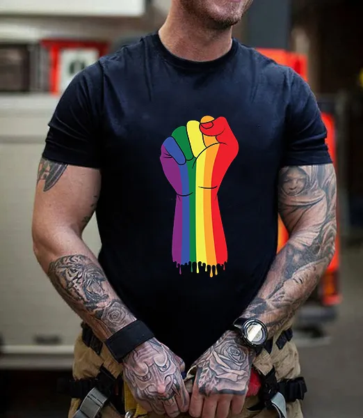 Men's rainbow fist casual T-shirt