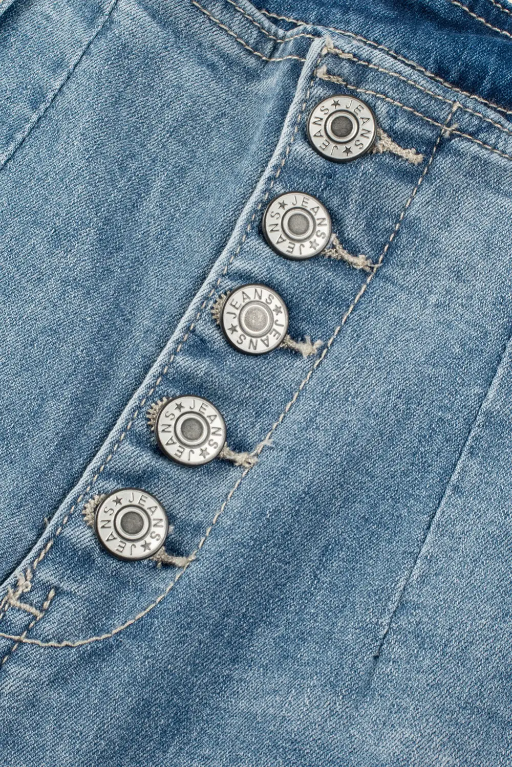 Straight Leg Button Denim Jeans