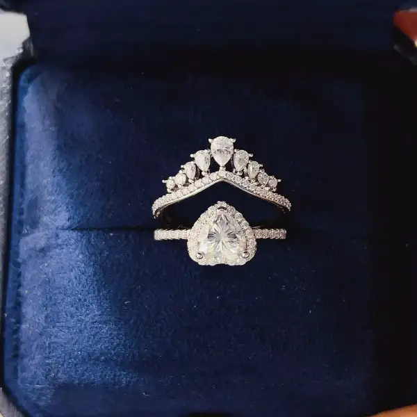 Soft Sparkle Sterling Silver Moissanite Ring Set