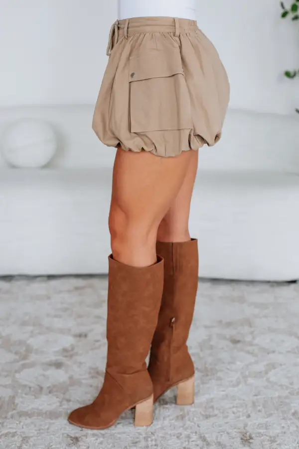 Cotton Bubble Hem Drawstring Mini Skirt