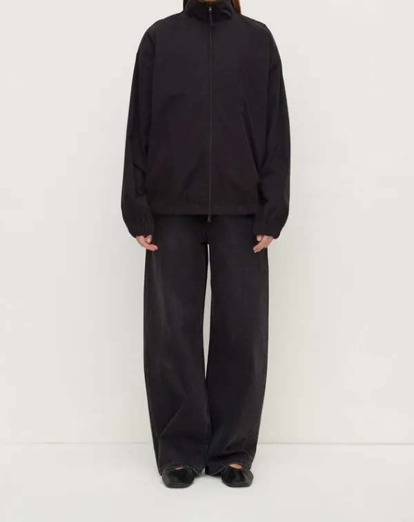 Black Cotton Stand Collar Jacket