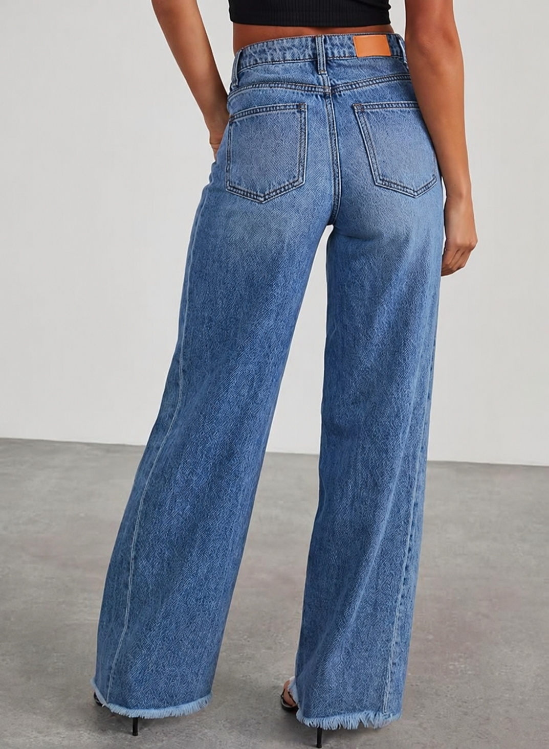 Women’s Wide Leg Jeans High Waisted Stretchy Denim Pants